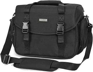 CADeN Camera Bag Case Shoulder Messenger Bag with Tripod Holder Compatible for Nikon, Canon, Sony, DSLR SLR Mirrorless Cameras Waterproof (Black, Small)