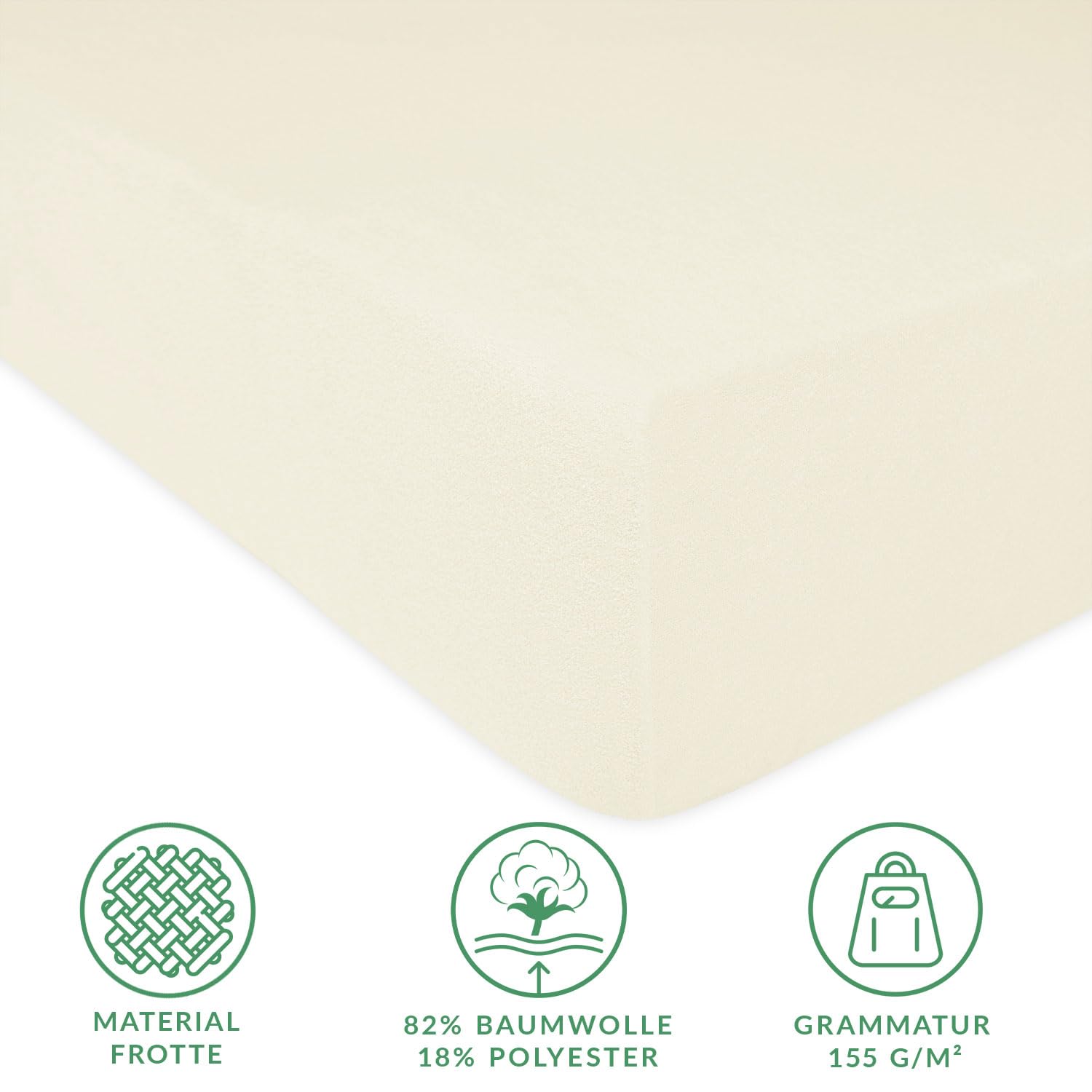Prześcieradło z gumką frotte – miękkie prześcieradło z gumką – wysoka gramatura 155 g/m2 – wysokość materaca do 20 cm (Ecru, 160 x 200)