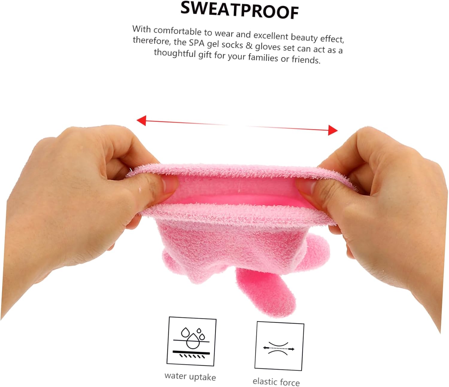 Gel Moisturizing Spa Gloves and Socks Set, 2 Pairs Skin Screen Gloves Winter Moisturizing Socks Set for Dry Feet and Cracked Heel Spa Pink