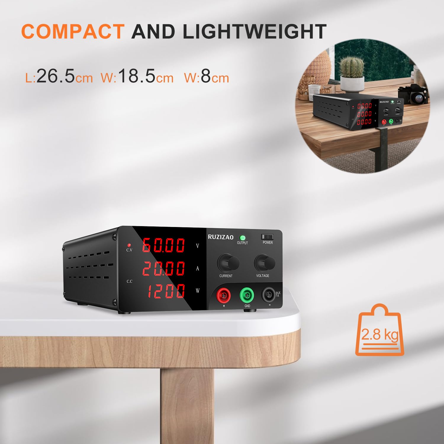 Labornetzteil 60V 20A Labornetzgerät Hochleistungs DC Regelbar Netzgerät 1200W Schaltnetzteil mit Ausgangsschalter Encoderregelung und Ausgangsstabilität Labor DC-Stromversorgungen