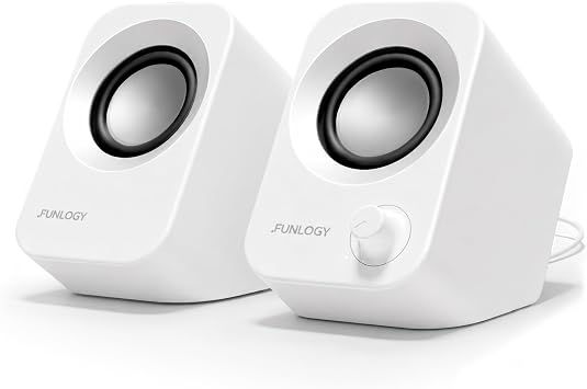 FUNLOGY Speaker Loudspeaker/PC Speaker VGP2024 Award Total 14W / Stereo Speaker/PC/USB Power/Heavy Bass/AUX / 3.5mm Pin Input Japanese Brand White