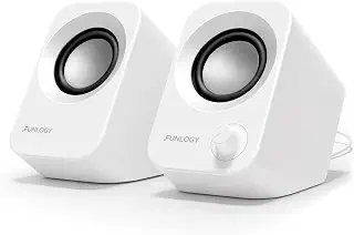 FUNLOGY Speaker（スピーカー/PCスピーカー）【VGP2024受賞】総合14W / ステレオスピーカー/パソコン/USB給電/重低音/AUX / 3.5mmピン入力【日本ブランド】 (ホワイト)