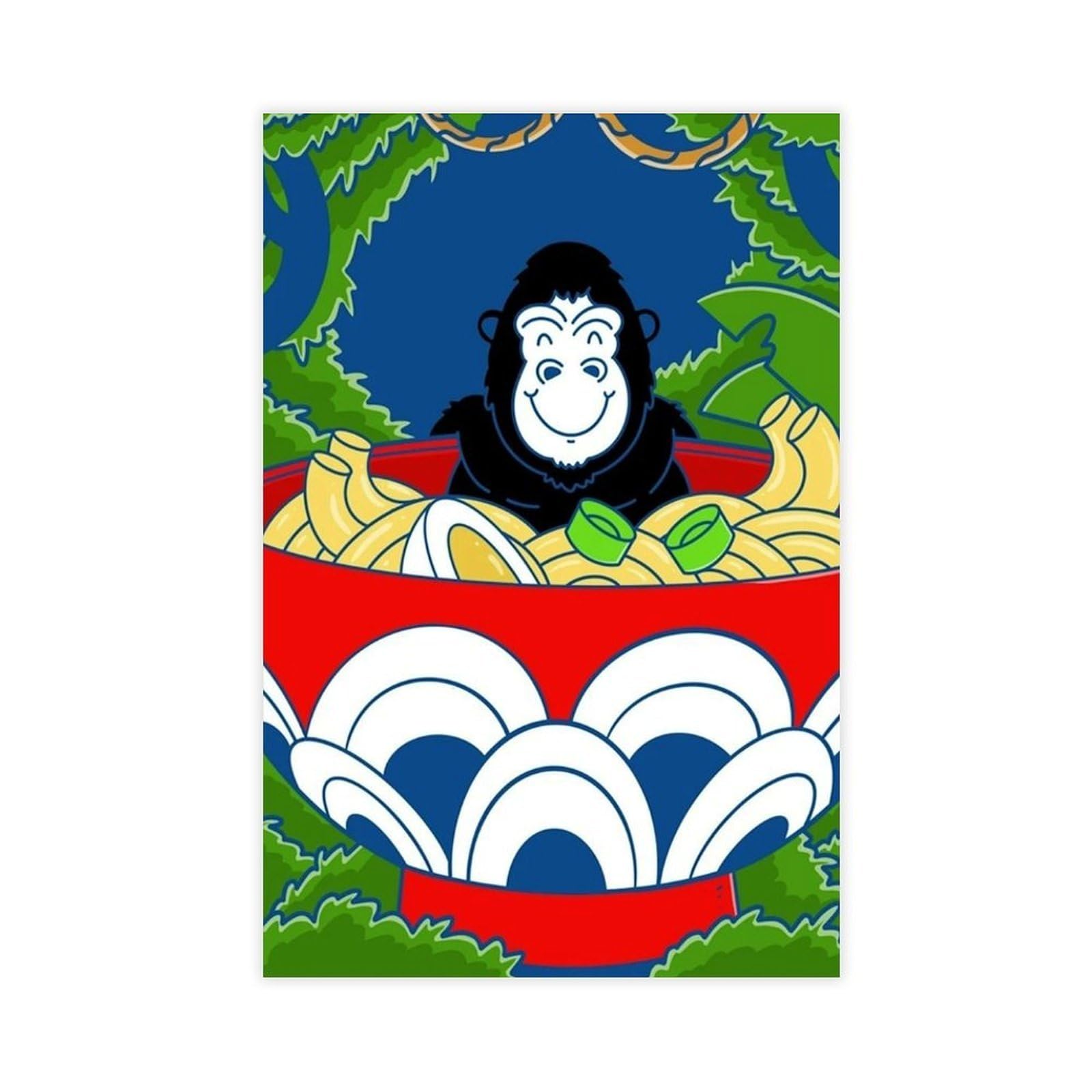 Bareronor Ramen And Gorilla Poster Canvas Poster Bedroom Decor Landscape Office Room Decor Gift 16" L X 24" W