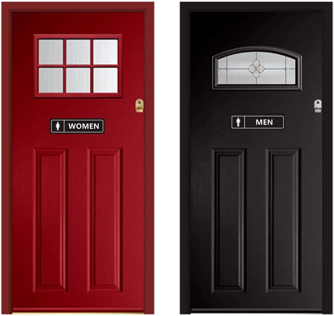 Men and Women Restroom Sign for Business Home, Self-adhesive 7" x 2" Black and White Metal Signs for Door Wall UV-Protected - Image 6