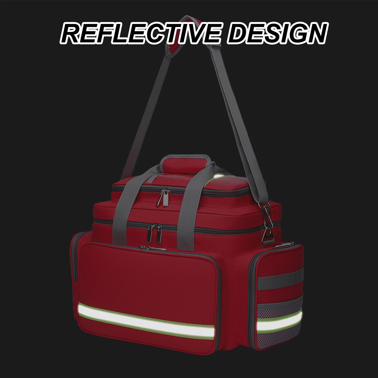 Bolsa de primeros auxilios vacía, bolsa de primeros auxilios profesional, con tira reflectante, bolsa médica de emergencia, organizador de suministros médicos, para el hogar y el trabajo, EMT, EMS