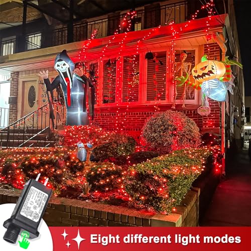 120 LED Red String Lights Outdoor Waterproof, 40ft Red Christmas Lights 8 Modes Clear Wire, Plug in Twinkle Fairy String Lights for Bedroom Christmas Decorations by Einiiya - Image 3