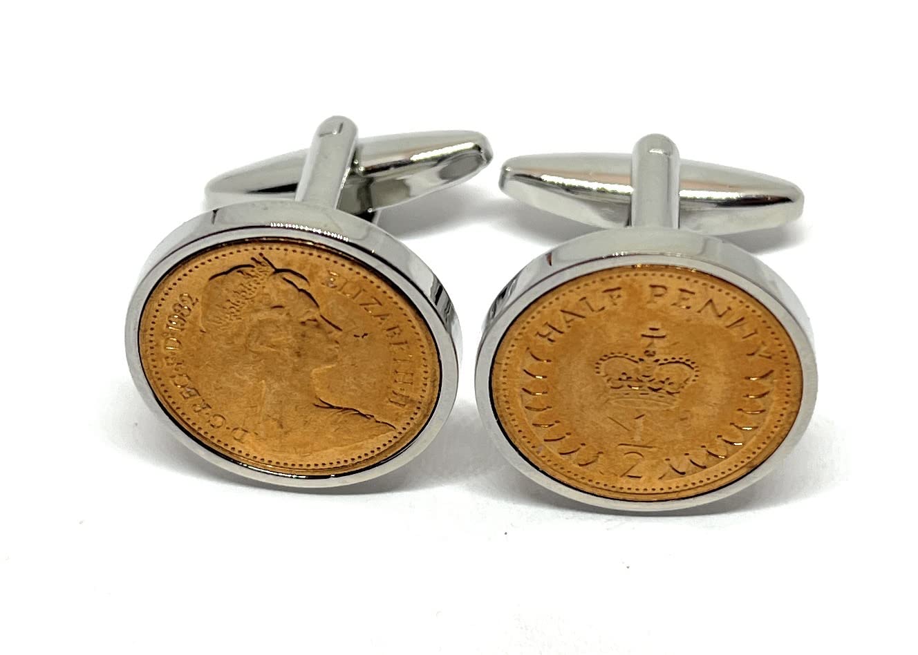 1982 39th Birthday / Anniversary Half pence coin cufflinks - Half pence cufflinks from 1982 for a 39th Birthday