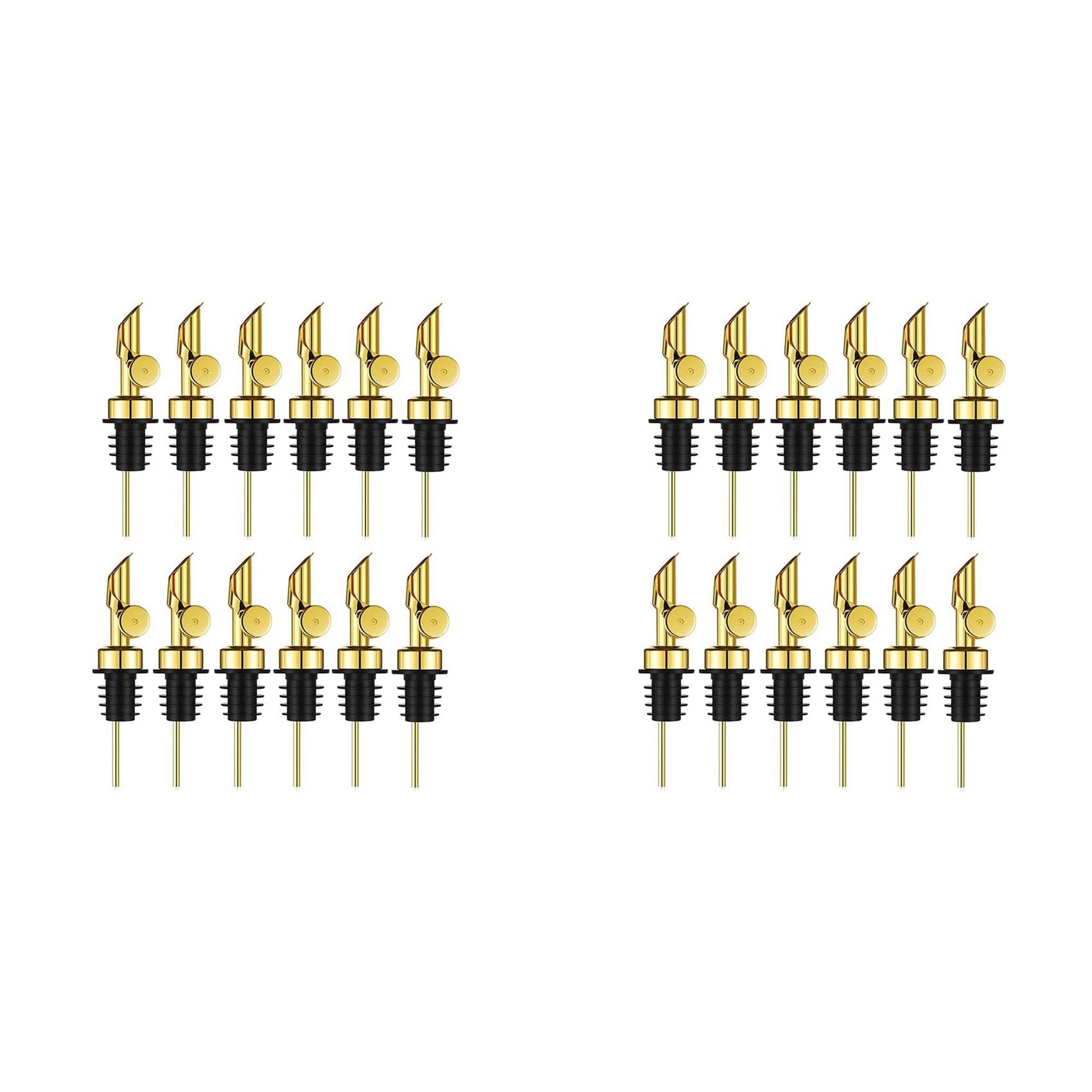 Aundhegrtt Weighted Stainless Steel Pourers Olive Oil Dispenser Spout Liquor Bottles Pourers Auto Flip Oil Dispenser (Gold, 24Pcs)