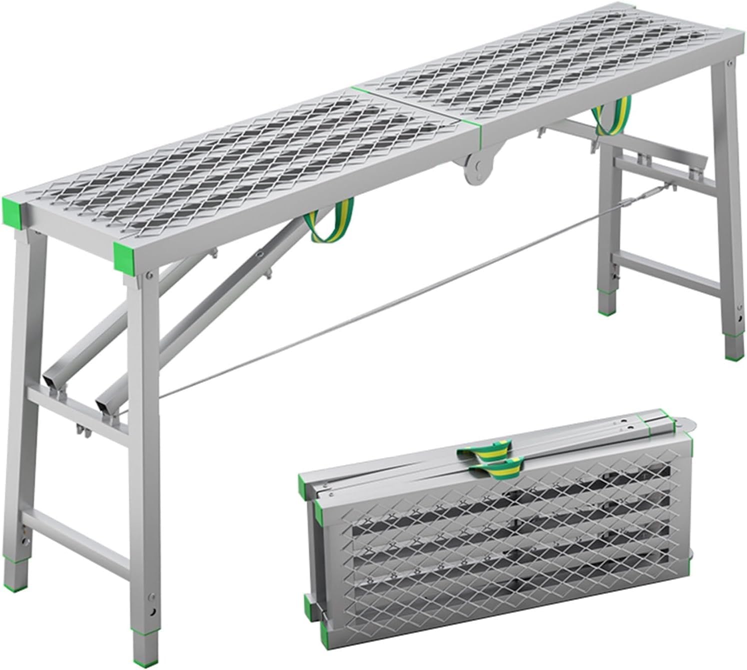 Plate-forme de travail pliable en acier robuste avec hauteur réglable pour chantiers exigeants