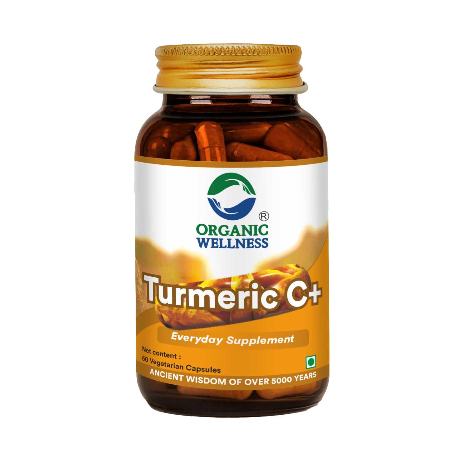 Organic Wellness Turmeric with 95% Curcumin 60 Veg Capsule II Strong Anti Inflammation II Bone & Joint Health (Pack of 1)