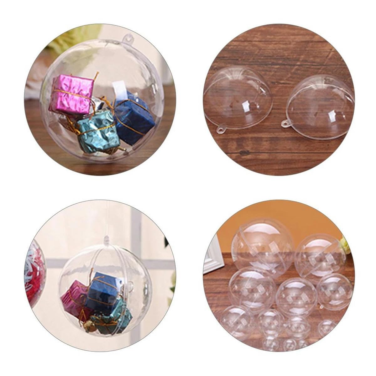 5/10 Uds./Juego de Bolas Transparentes, Esfera navideña rellenable, Adorno de árbol de Navidad, Bola Abierta Transparente para decoración de Fiesta de Navidad-10 Uds.-8cm