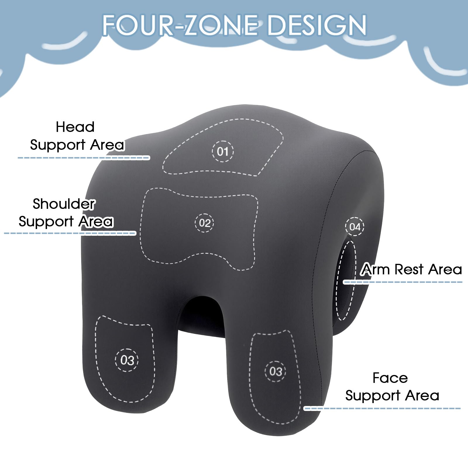 Kopfstütze Bürostuhl, Nackenkissen für Bürostuhl 30 * 18 * 24cm, Kopfstütze Ergonomisches Kissen, Elastisches Memory Foam Nackenkissen, für Bürostühle, Drehstuhl, Reisen (Grau)