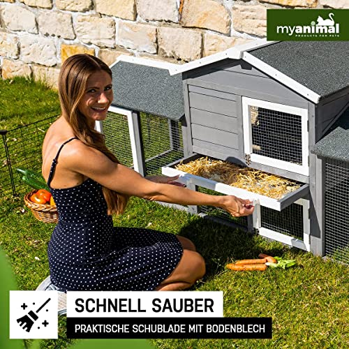 Miweba MyAnimal Hasenstall MH-03 XXL | Extra Breite 66.5 cm - Kaninchenstall mit Freilaufgehege - Doppelstockhaus… – Bild 6
