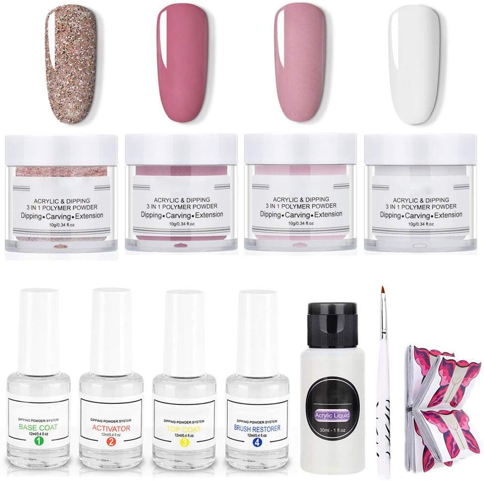 Nail Dipping Powder Kit, WooyMo Dip Powder Nail Kit Manicure Nail Art Set Essential Kit For Starter