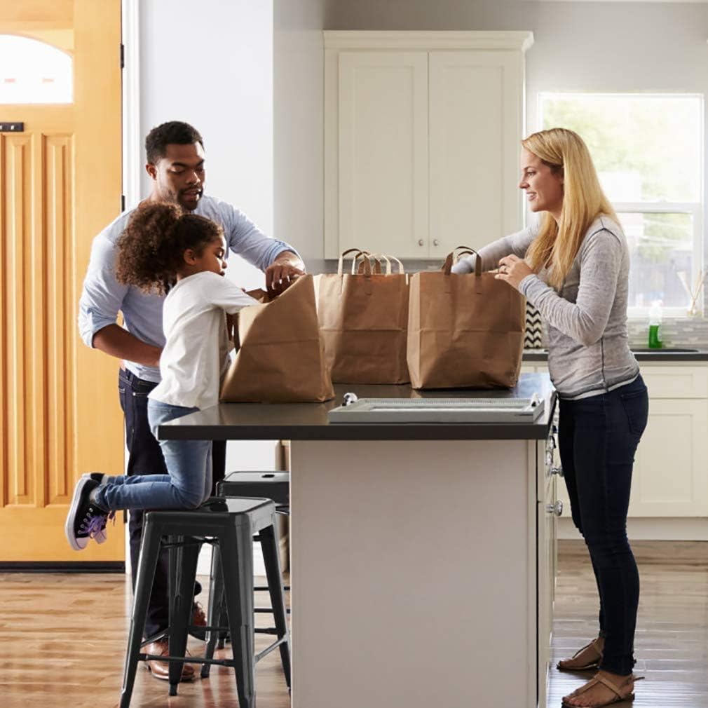 FDW Set of 4 Metal Bar Stools - 30 Inch Counter Height, Stackable, Indoor/Outdoor, Modern Dining Chairs
