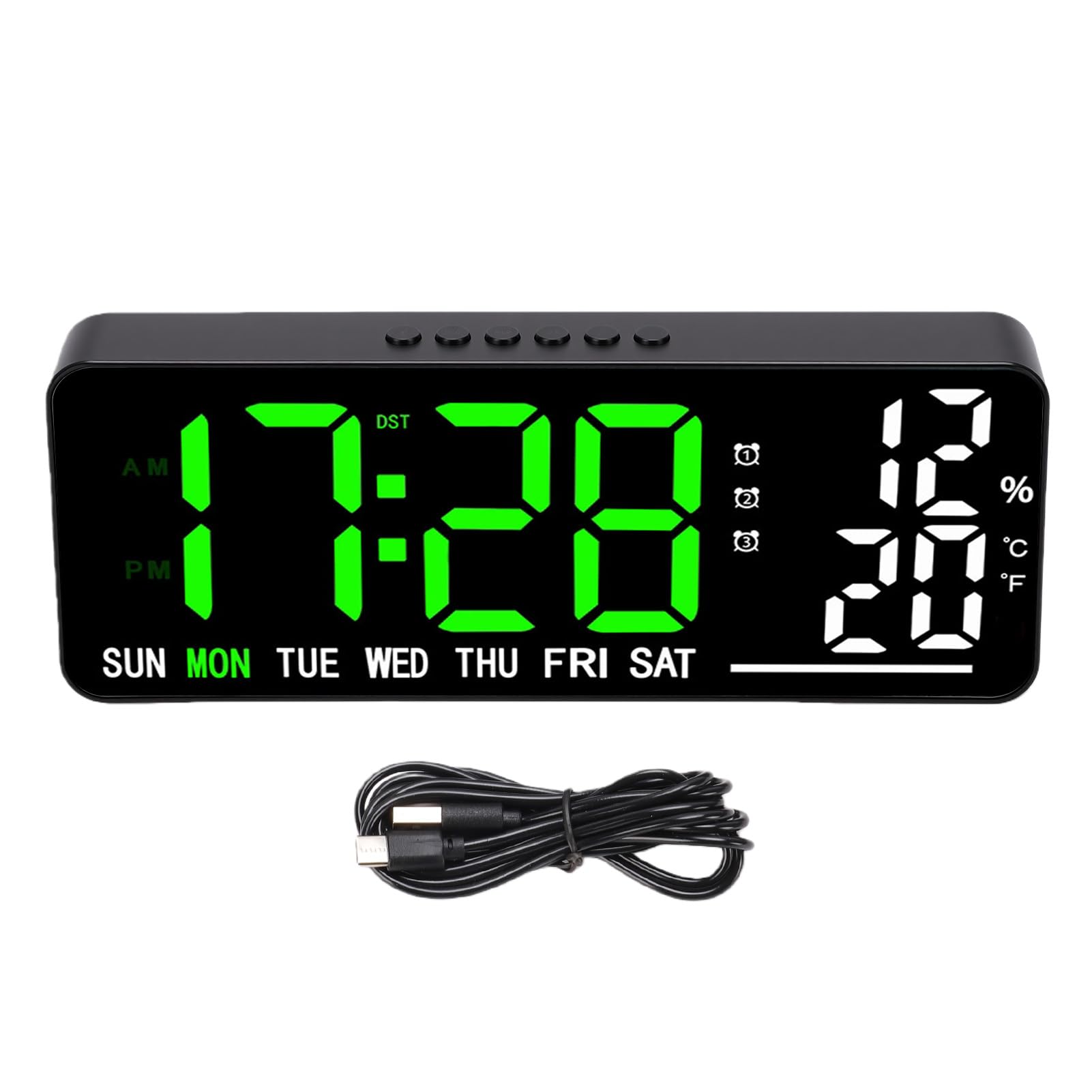 Horloge murale numérique LED grand écran Hidyliu avec calendrier