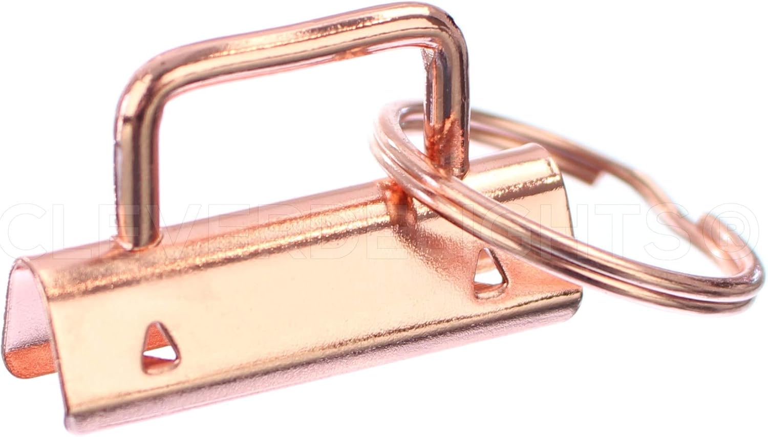 CleverDelights 1.5" Key Fob Hardware Set with Key Rings - Rose Gold Color - 1 1/2 Inch Lanyards Key Chains (100)