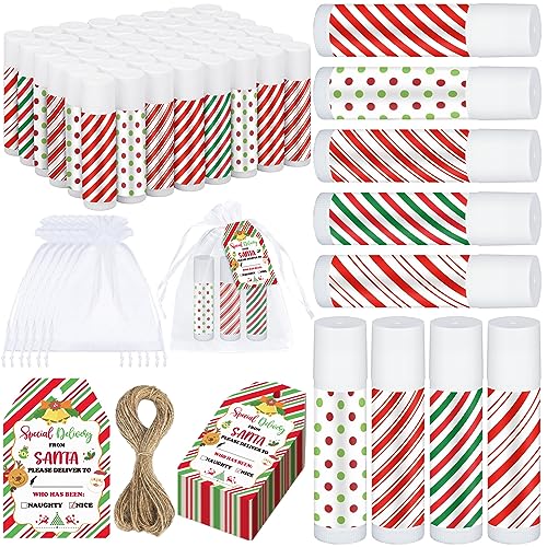 Dunzy 50 Set Christmas Peppermint Lip Balms Gifts Bulk Xmas