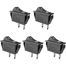 5PCS KCD3 SPST Boat Rocker Switch Momentary ON Switch | 2-Pin 2-Position ON-Off Self Reset Switch, Snap-in Black Boat Rocker Toggle Switch, 16A/250VAC 20A/ 125VAC CE