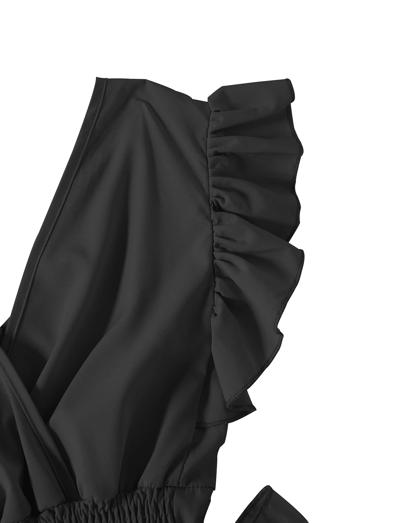 LYANER Women's V Neck Ruffle Cap Sleeve Side Bow Knot Shirred Hem Blouse Crop Tank Top