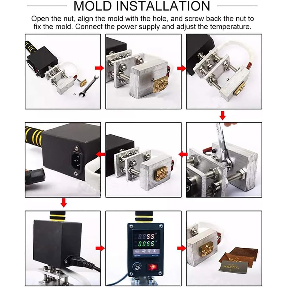Máquina de Estampado en Caliente de Mano, máquina plegadora de Cuero con Temperatura Ajustable, Placa calefactora de Cobre Puro de 5-7 cm, Control de Temperatura Digital de 0~400 °C