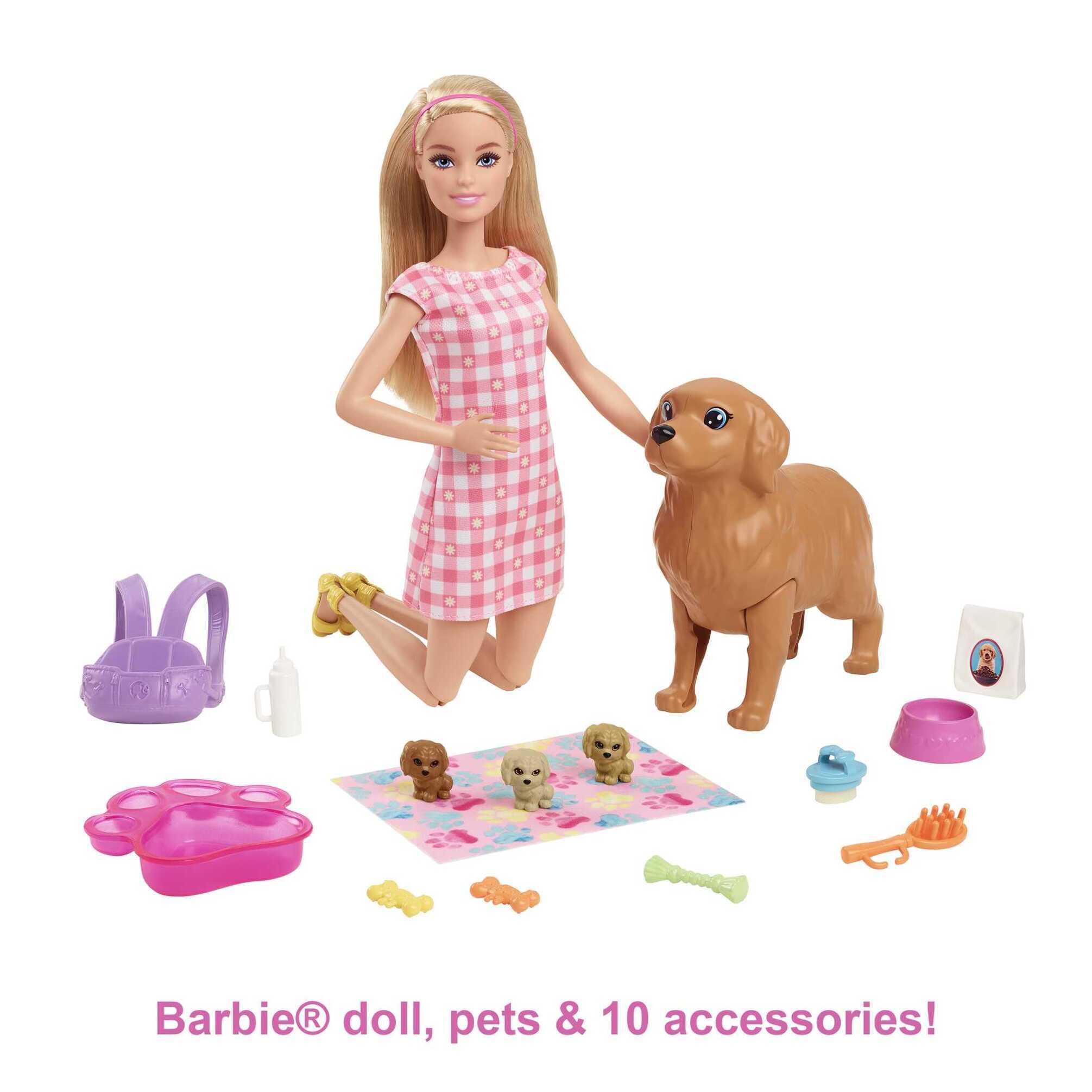 Lot Barbie Mini Pets : Yorkshire & Golden Retriever - Neufs Sous Blister 2006
