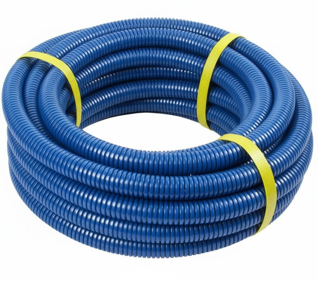 Suinga Tubo Corrugado Azul 16mm 50 metros | Tuberia corrugada con Certificado Aenor utilizada para conducción de cables electricos | Tubo corrugado exterior 16 mm | Conducto para cables eléctricos