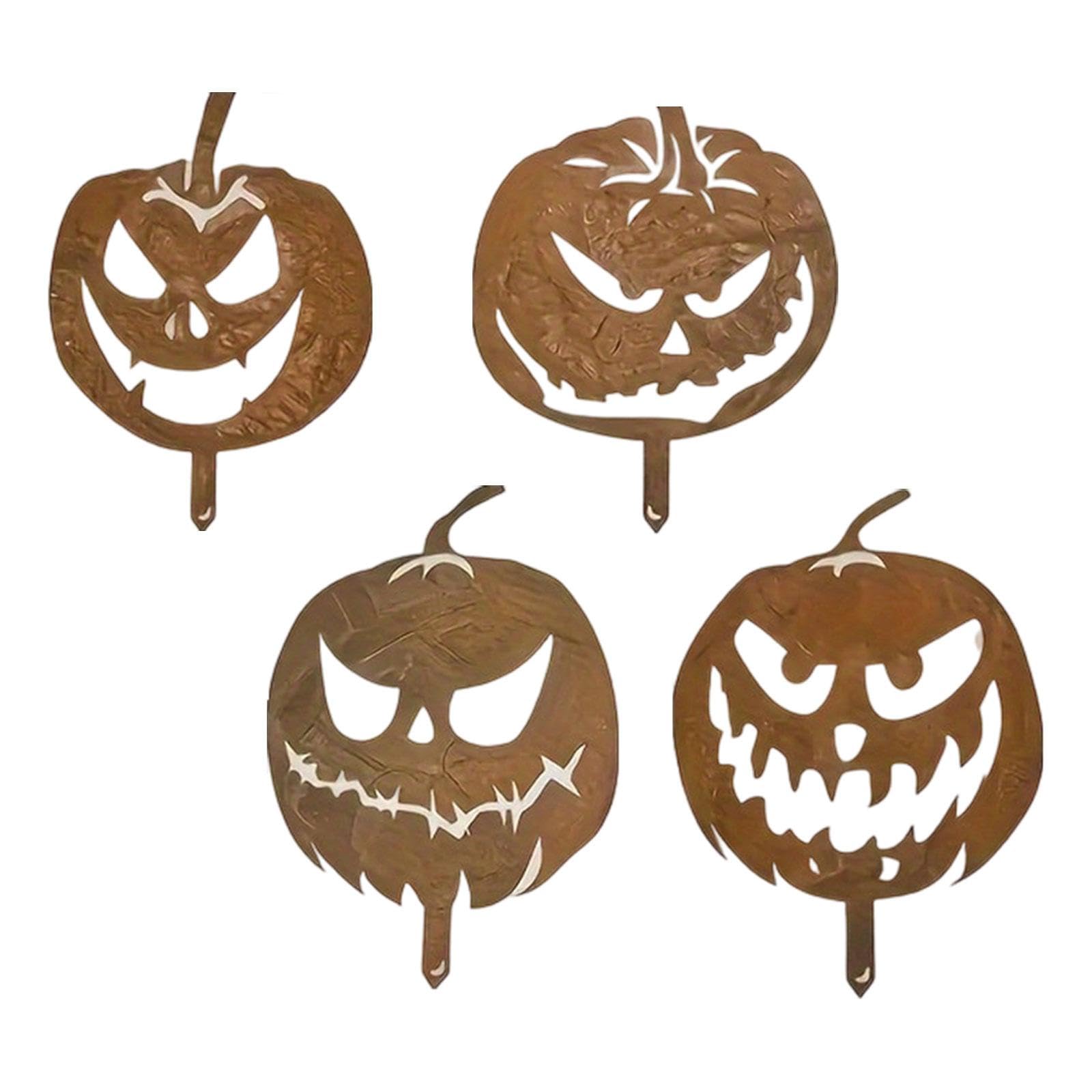 4 Pieces Pumpkin Decorative Garden Stakes Art Welcome Yard Signs for Harvest-image-9