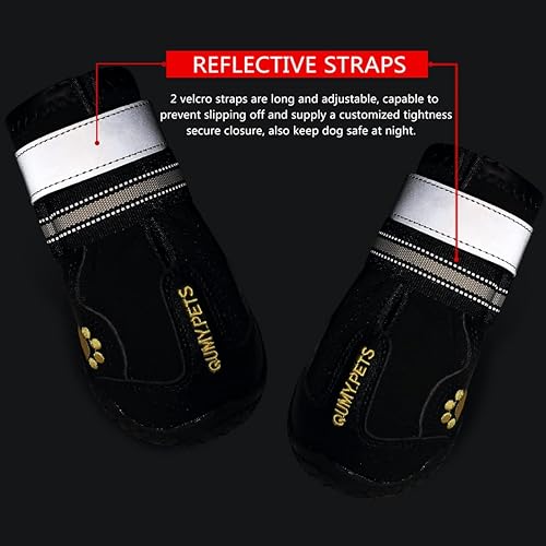 Miniatura 5 de QUMY - Botas para perros grandes y medianos, protectores de patas para nieve de invierno o pavimento caliente de verano, impermeables para clima