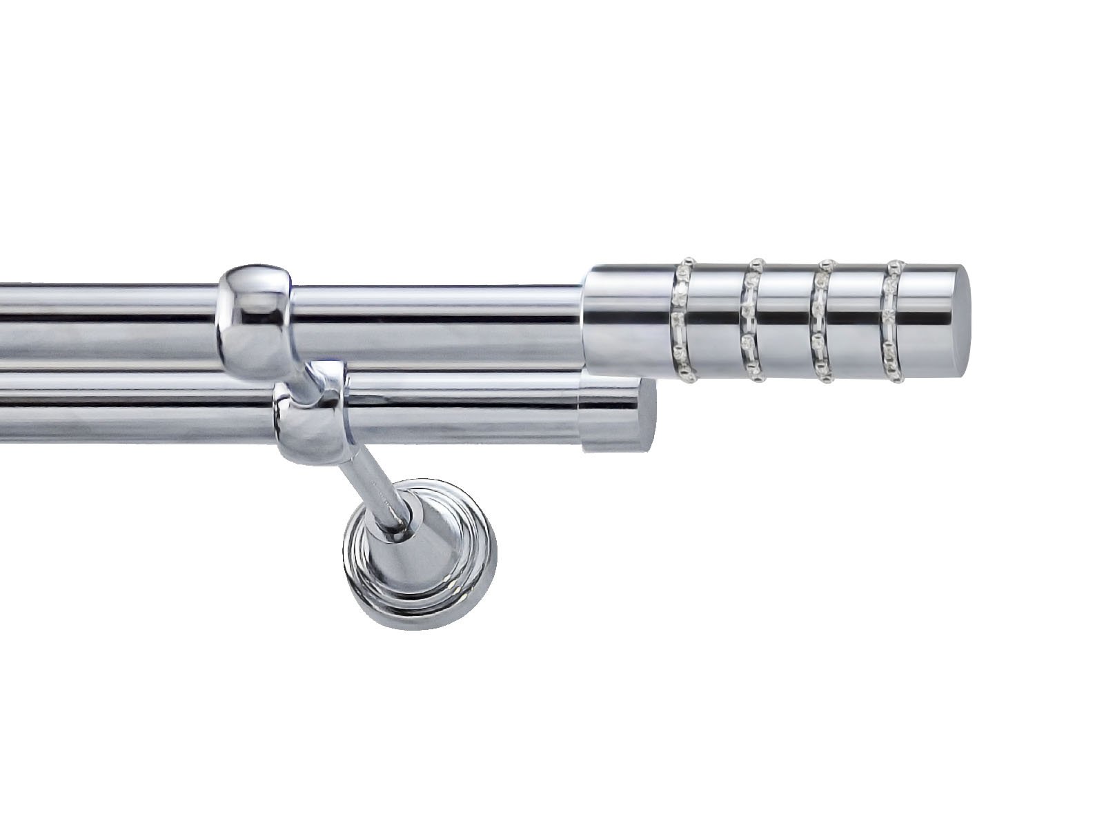 Your Home Online Metal Double Extendable Curtain Pole Polished Chrome 19mm & 19mm Barrel Finial (2m - 3m)