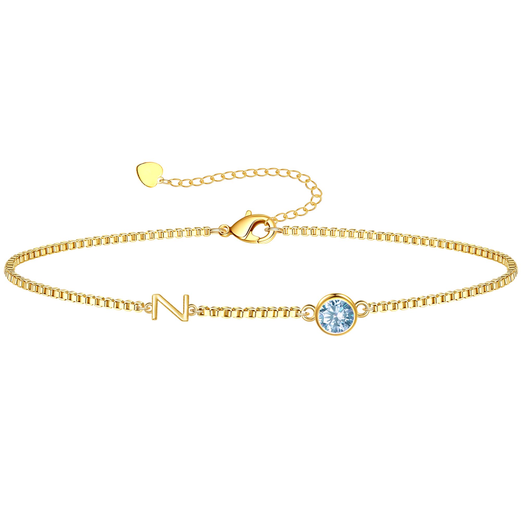 Birthstone Bracelets for Women, Initial Bracelet Teen Stocking Stuffers Birthday Gifts for Teen Girls Initial Bracelet Trendy Letter A-Z Dainty Bracelet 21st 30th Mom Birthday Gift Birthstone Jewelry