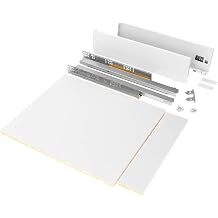 Emuca - Drawer Kit for Kitchen or Bathroom with Included Boards and Total Extraction Slides with Soft Closing, 178mm 7 inch Height for 600mm 23,6 inch Module and 500mm 19,7 inch Depth, White.