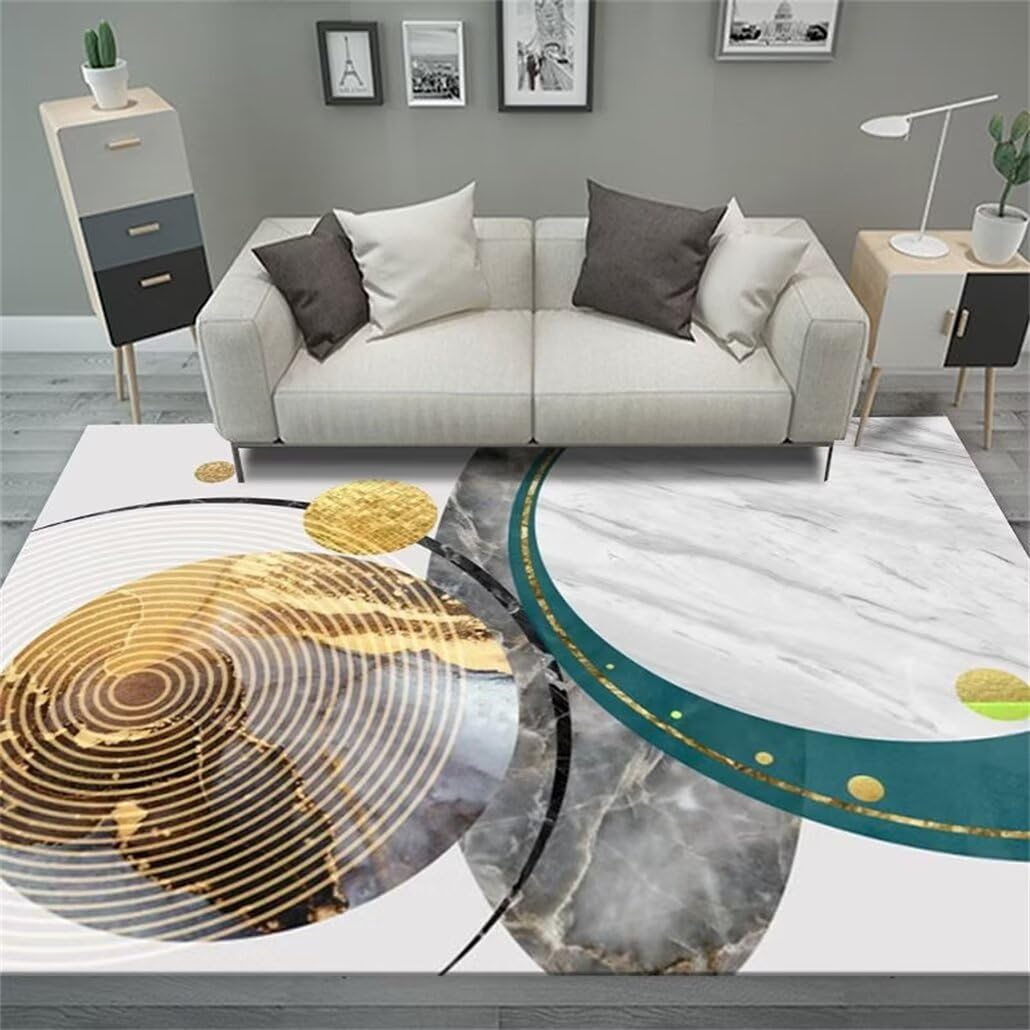 Tapis de salon gris marbré de jaune pour une ambiance cosy en famille