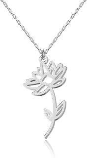 Personalised Birth Flower Necklace for Women - Custom Gold or Silver Pendant - Elegant Jewellery Gift for Birthday, Mother’s Day, Valentine’s Day or Christmas