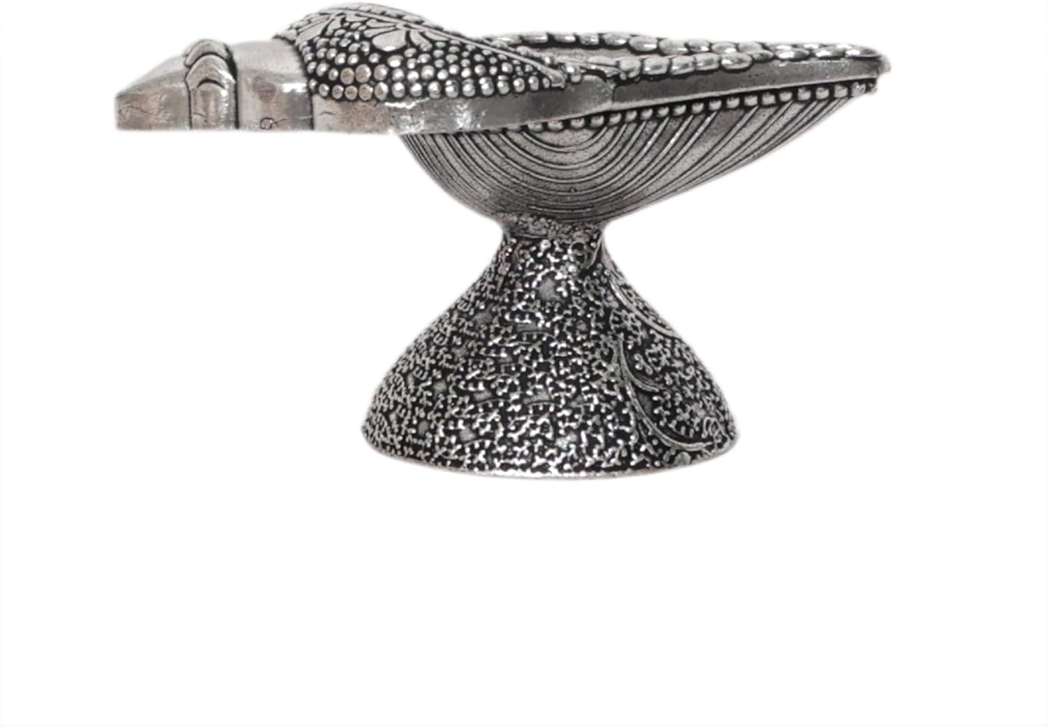 Silver Shankh Diya 3 Inch Traditional Oil Lamp for Home Temple Mandir Puja Room Festival Decoration Spiritual Gift 1 Piece