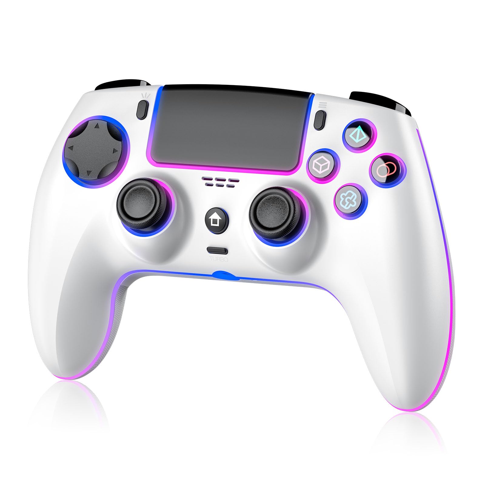 JORREP Controller wireless per PS5/Pro/Steam Deck/PC/MAC/iOS,gamepad con illuminazione RGB/doppia vibrazione/turbo/sensore di movimento/programmabile/collegamento auricolare/1500mAh di batteria (A)