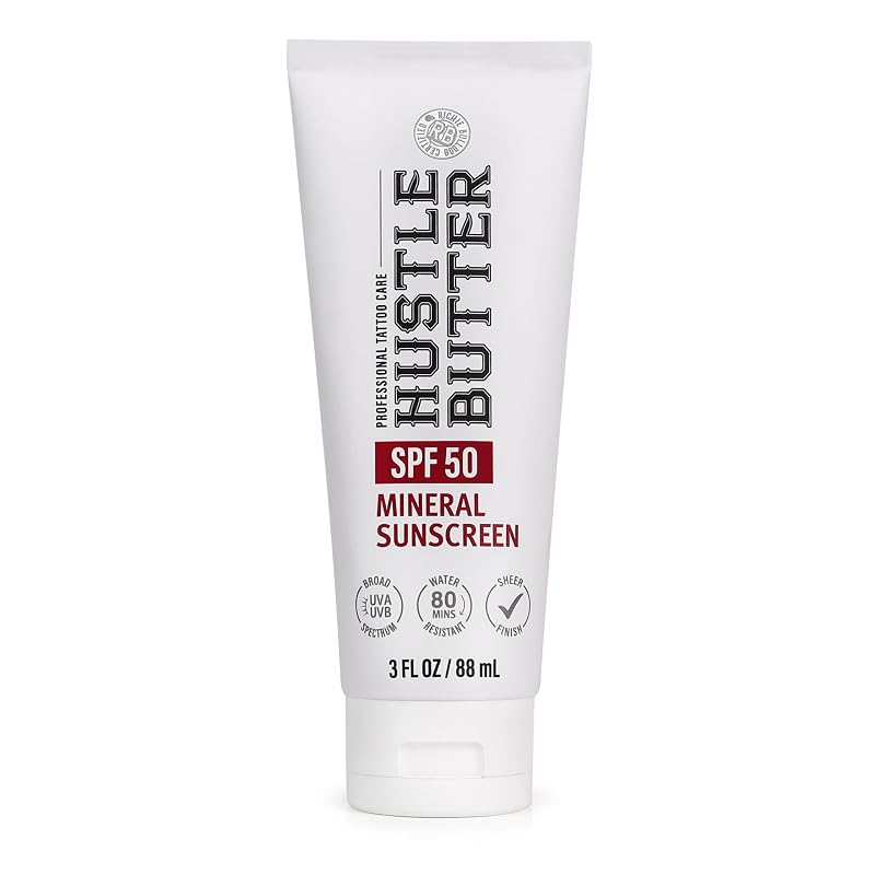 Hustle Butter Deluxe Protetor solar facial para tatuagens FPS 50 com manteiga de karité e óleo de coco, 90 mL