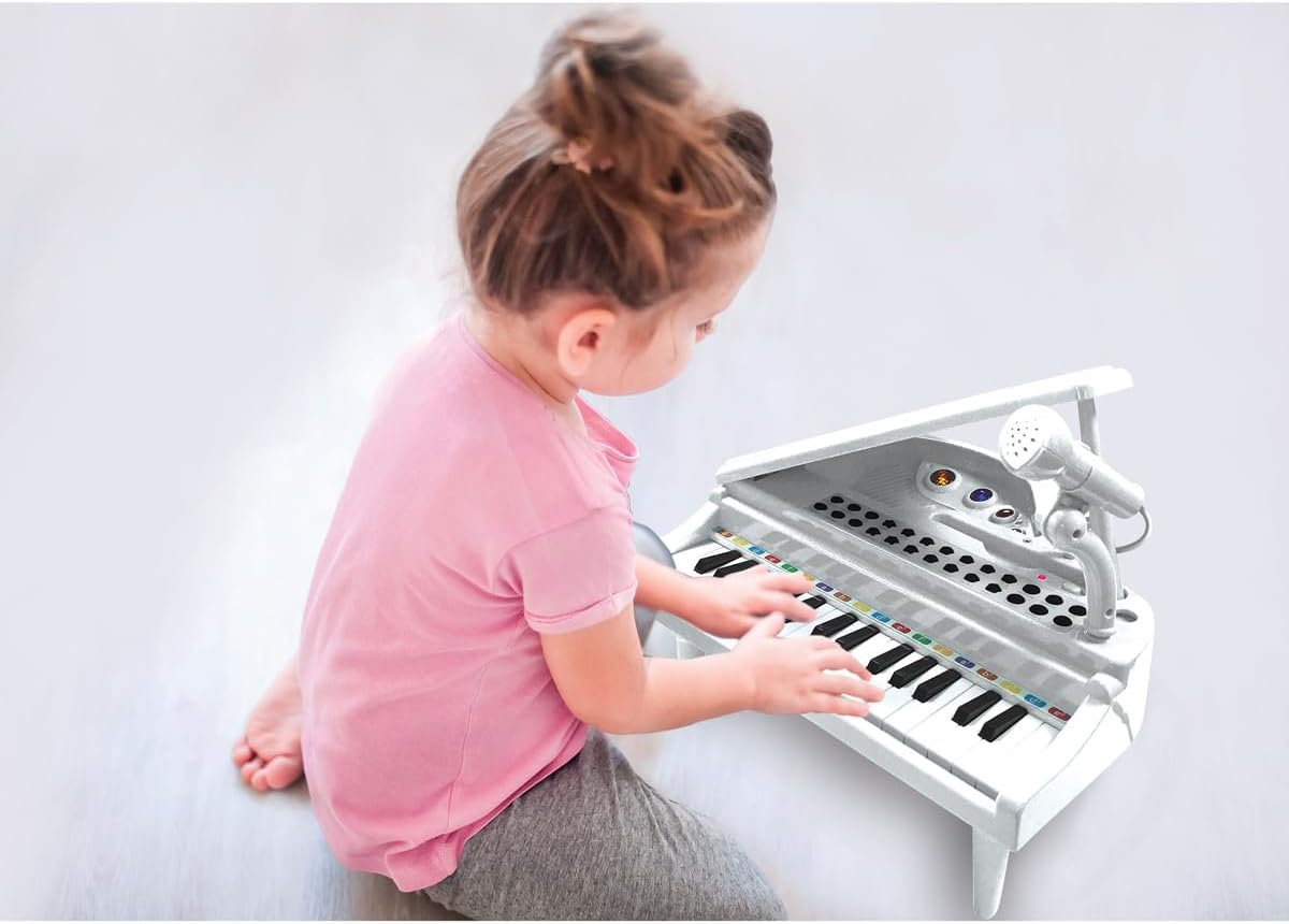 Lexibook, My First Piano Piano for Children, Lighting Keys, Learning Mode, 29 x 31 cm, Tempo and Volume Adjustment, 3+, White, K731