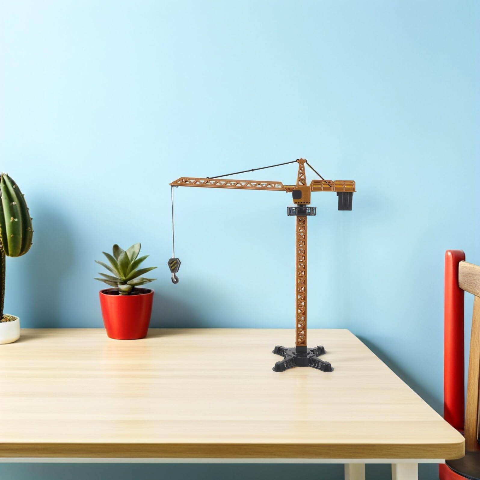Gru a Torre Giocattolo in Plastica 41 Cm Sollevamento Manuale, Veicolo da Costruzione Educativo, Gioco per Sviluppo Abilità Motorie e Creatività