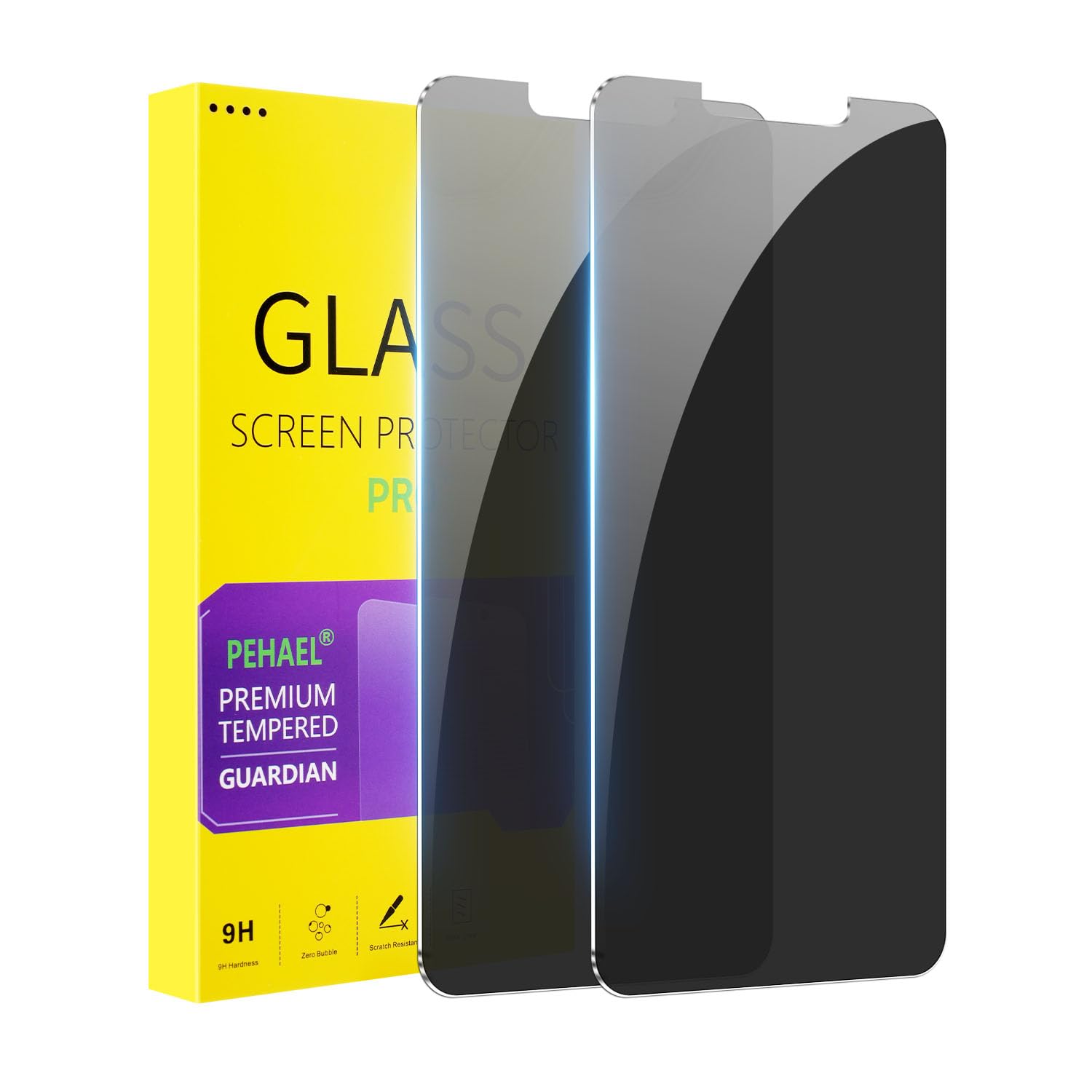 PEHAEL 2Pack for iPhone 11 Pro Max/iPhone Xs Max Privacy Screen Protector Anti-Spy Tempered Glass Film 9H Hardness Easy Installation Bubble Free [6.5 inch]