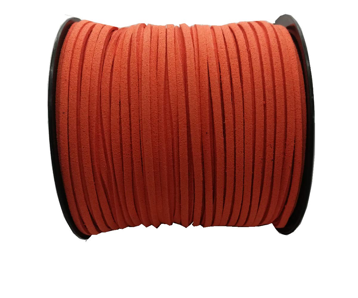 Pamir Tong Faux Suede Cord for Jewelry Making 100 Yards 2.6mm Thin Leather String Rope Orange Red Bracelet Cords DIY Crafts String for Necklace-Dream Catcher Supplies-Hat- Walking Stick