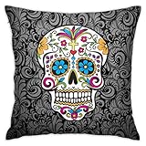 Cartoon Skull Colorful Pattern Throw Pillow Covers Decorative 18x18 Inch Pillowcase Square Cushion...