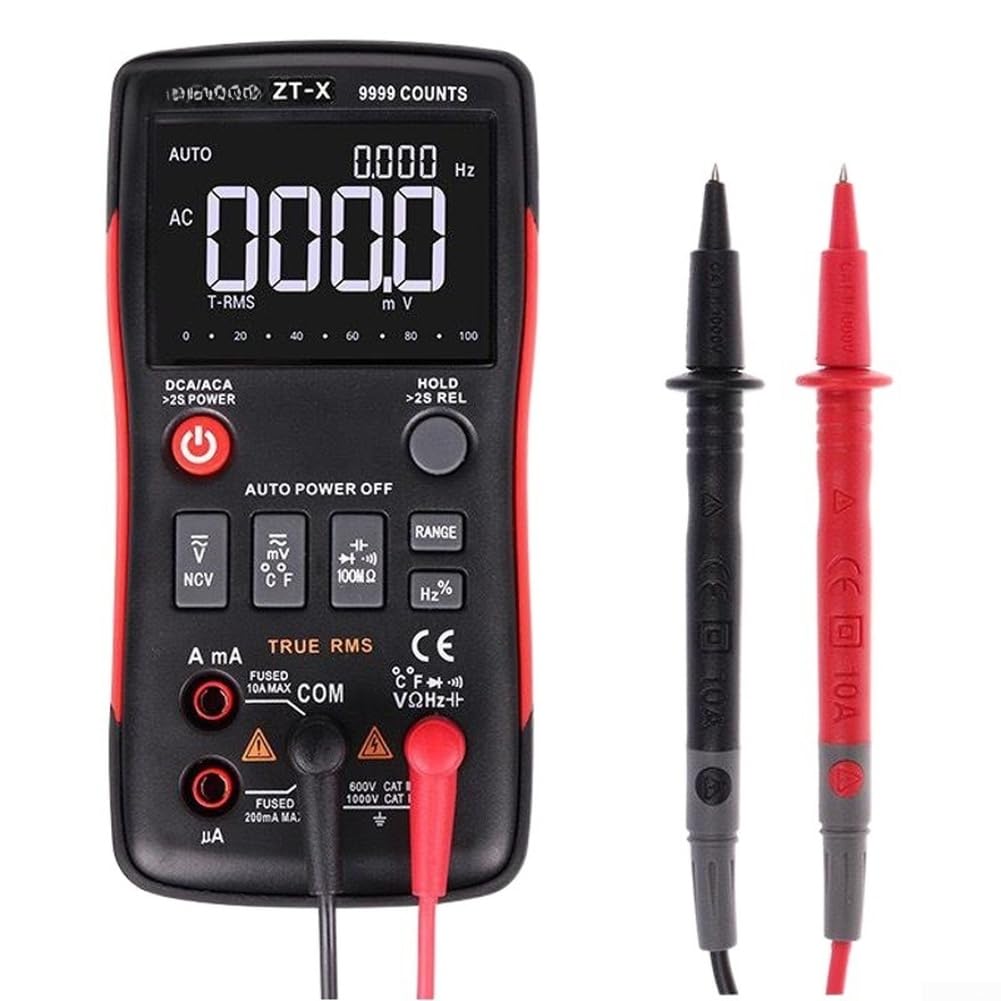 ZT-X Multimetro digitale 9999 Count True RMS, gamma automatica, rilevamento tensione senza contatto, ampia gamma di funzioni di misurazione per diagnostica elettrica