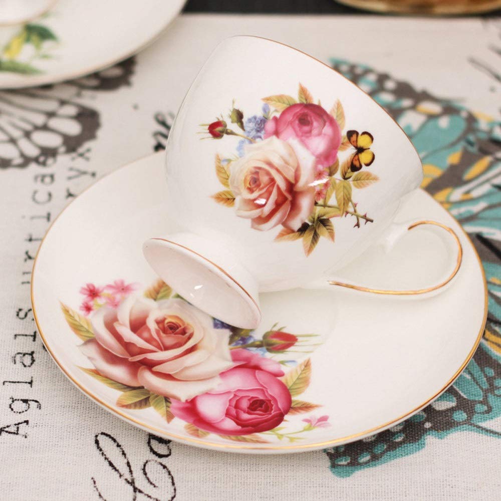 Porcelanowe kubki do kawy i spodek wielokrotnego użytku, śmieszne 6,76 uncji/200 ml popołudniowe kubki na mleko filiżanki do espresso cieplejsze kubki