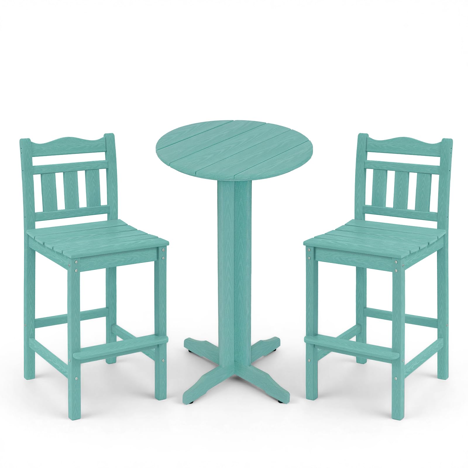 3-Piece Outdoor Bar Set, HDPE Adirondack Chairs &amp; Table