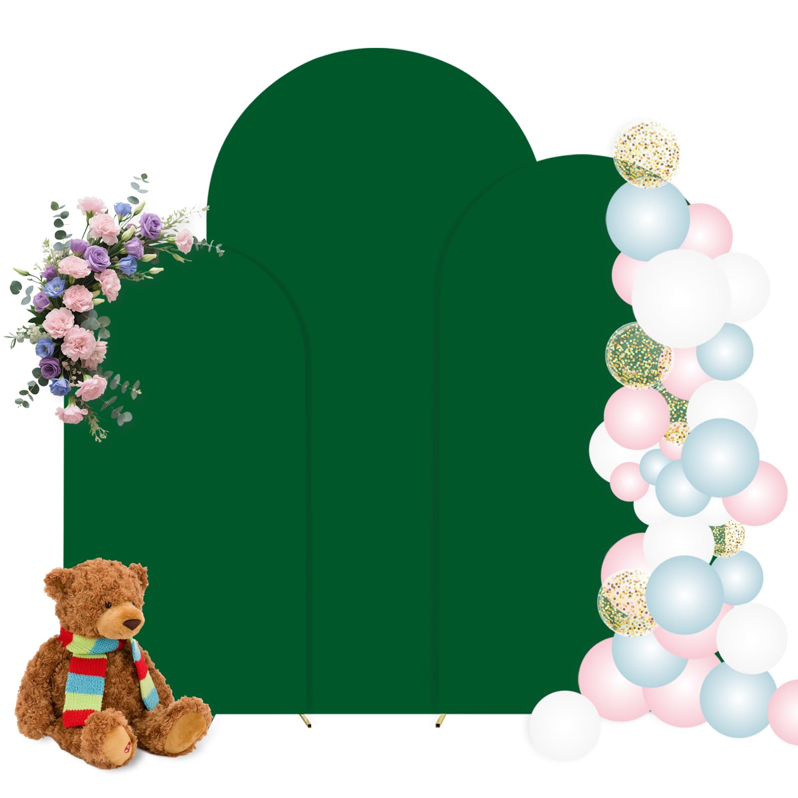 Couverture de fond pour arche de mariage, arche de ballon, toile de fond murale, couverture de fond pour fête d'anniversaire, cérémonie, banquet (vert foncé, 1,8 m, 2 m, 2 m)