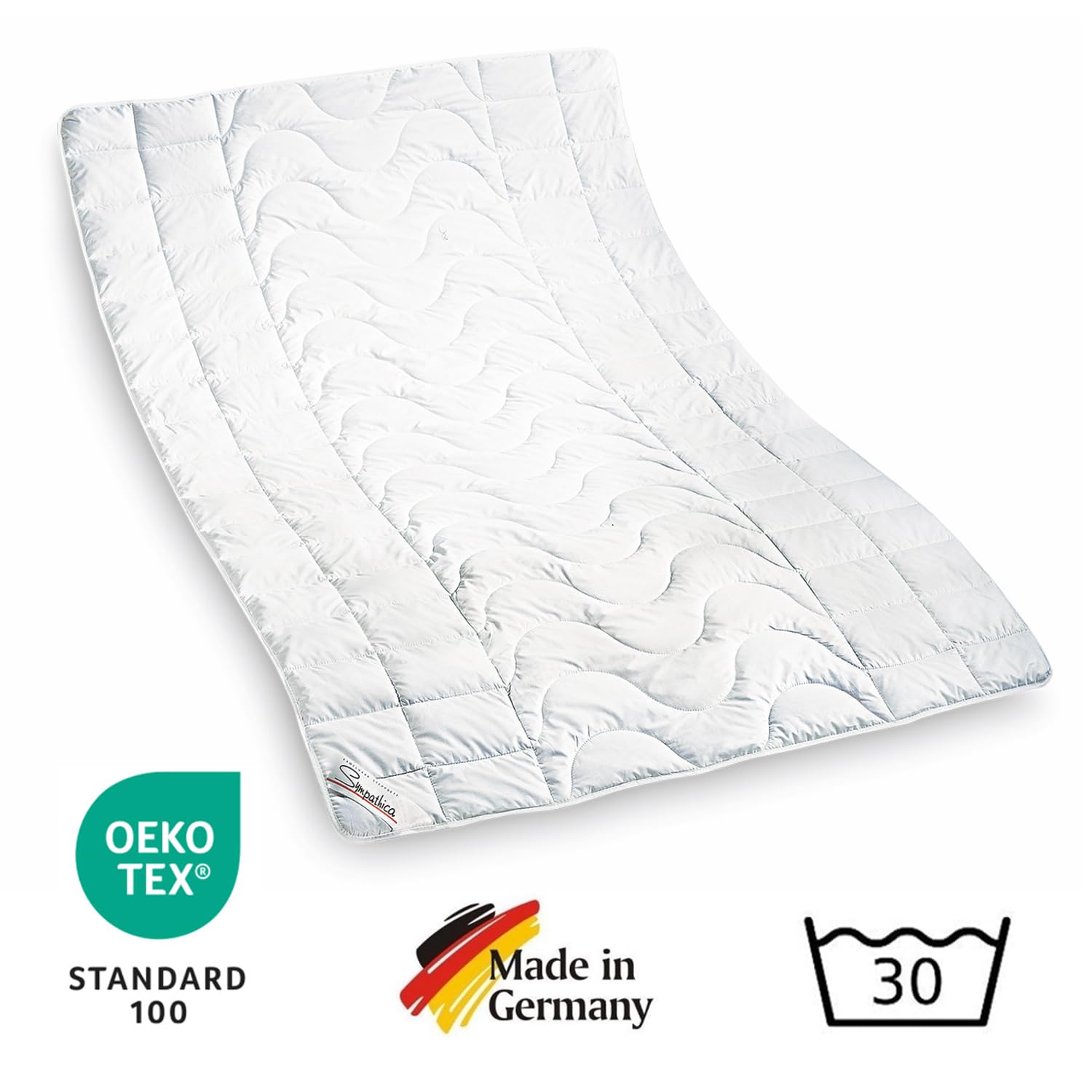 Sympathica 100% Kamelhaar Sommerbett | Kamelhaar Bettdecke | Sommerdecke | Kamelhaardecke | 200x200 cm | 30° Wäsche | Oeko-TEX-Zertifiziert | Made in Germany