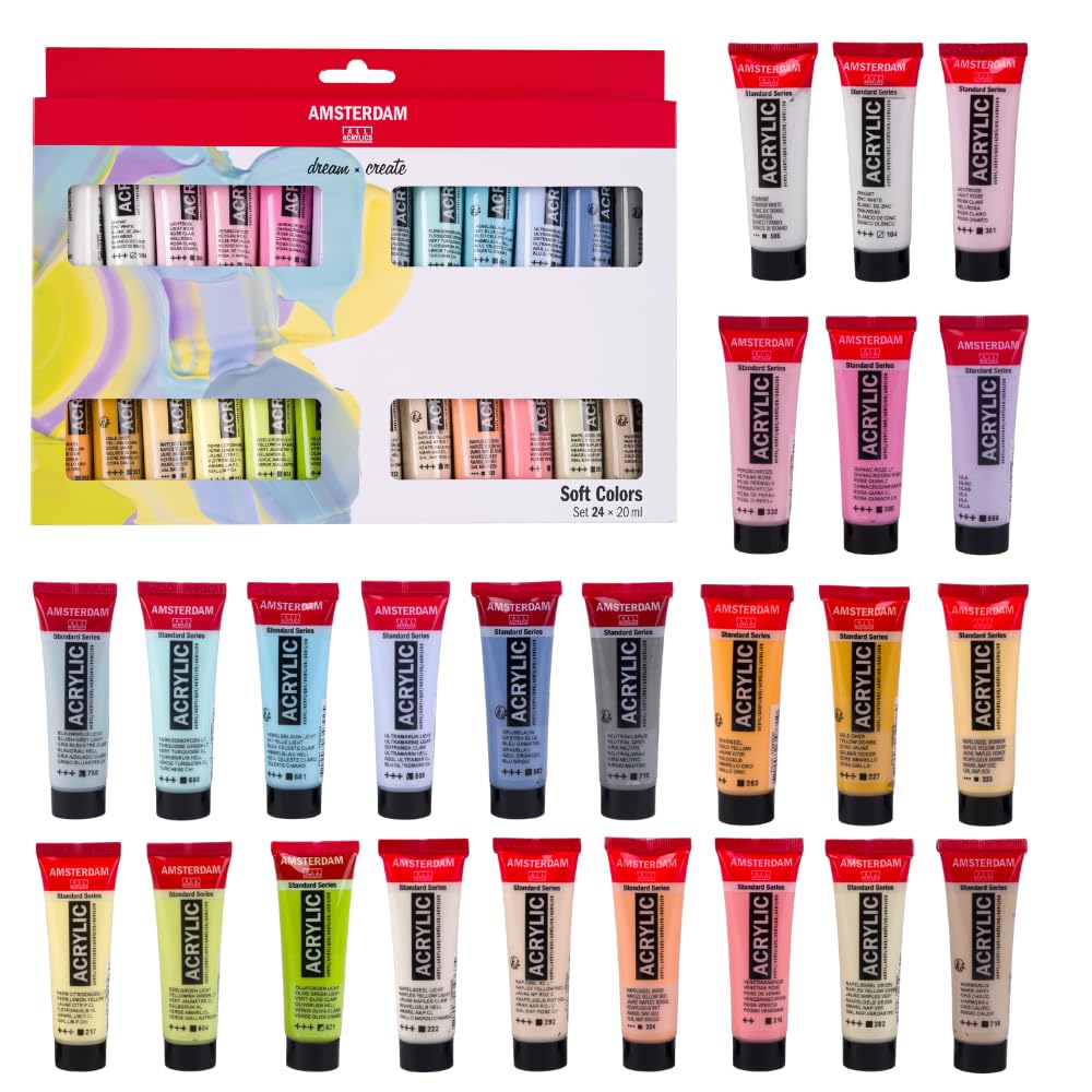 Amsterdam Standard Series Acrylfarbe Set 24 x 20 ml Pastellpalette lichtechte Pigmente wasserbasiert