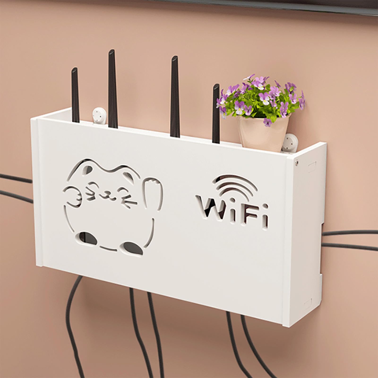 Cable Hiders For Wall White Wall-Mounted WiFi Router Storage Box - ABS ...