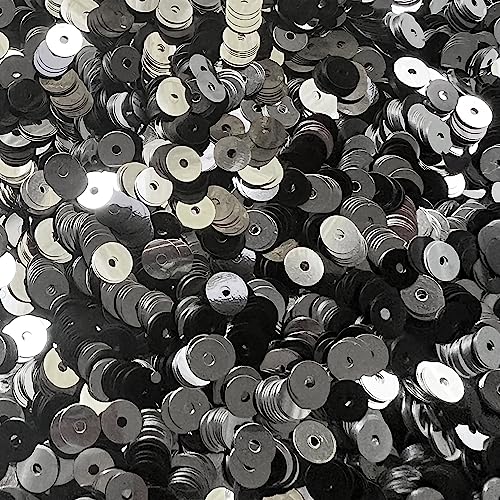 6mm Flat Sequins Black Silver Shiny Metallic Duo Reversible Made in USA